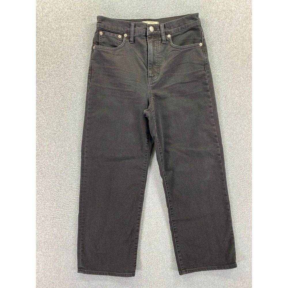 Madewell Jeans Women Size 27 Black Denim Slim Wide Leg Crop High Rise Capsule